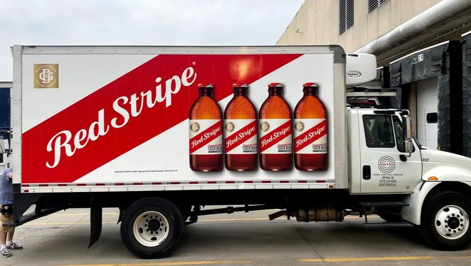 Red Stripe box truck