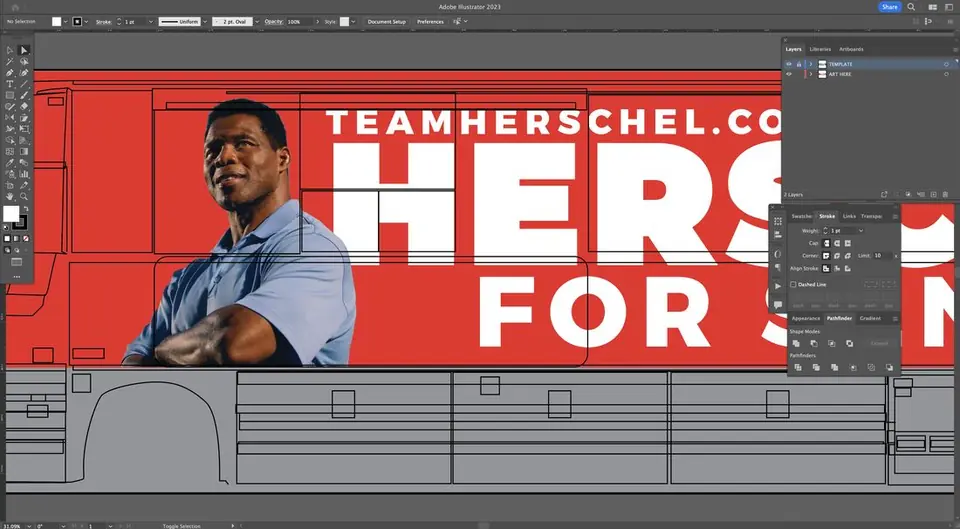 Design proof: Campaign tour bus